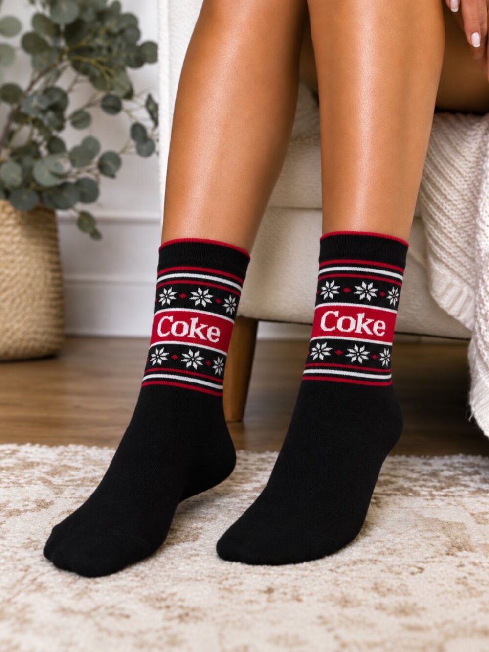 NWT - Novelty Coke Snowflakes Socks